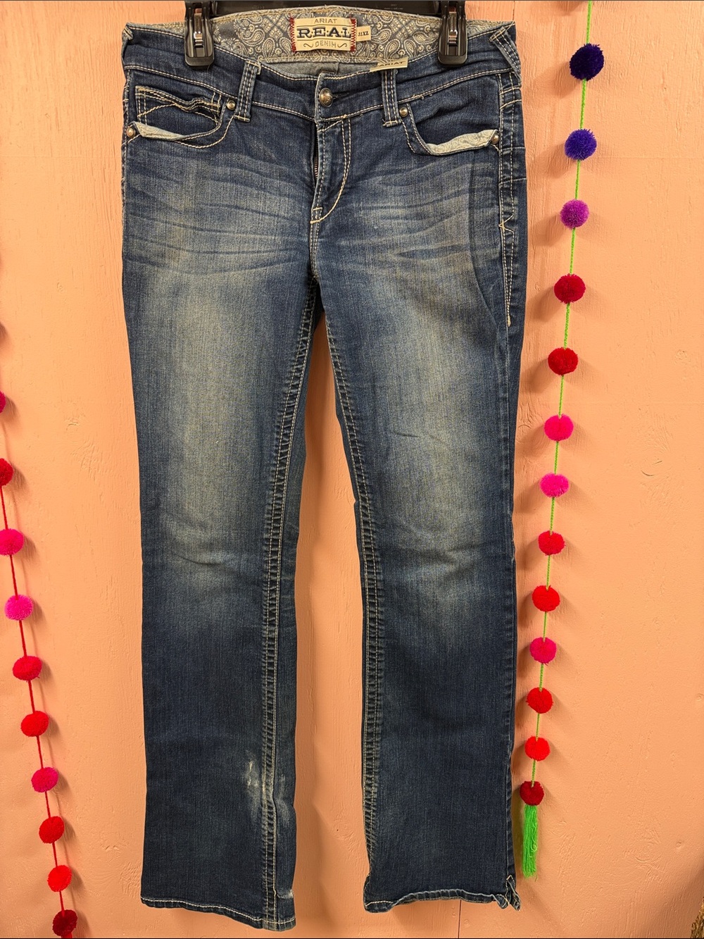 Ariat Women's Dark Blue Bootcut Jeans with Faded Whiskering